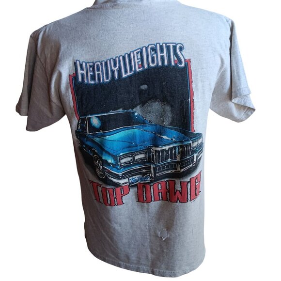 Large Vintage 90's 1995 Top Dawg Heavyweights Cadillac T-Shirt trashed Relic USA - Picture 1 of 10